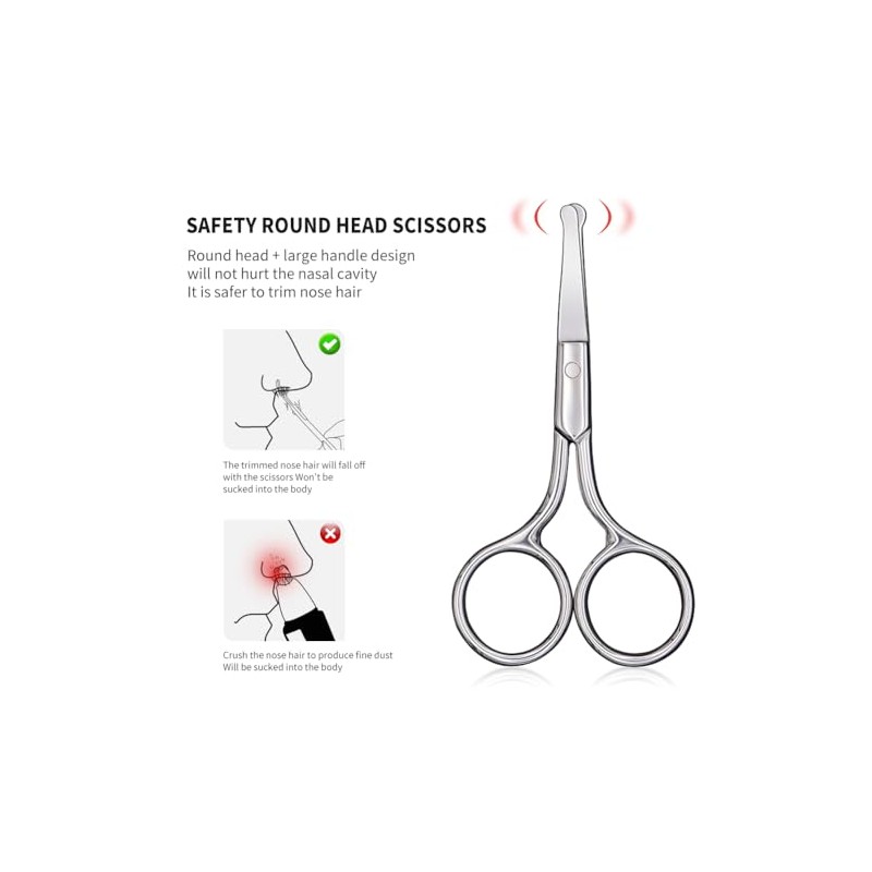 AsonTao Small Round Tip Nose Hair Scissors, Professional Grooming Scissors