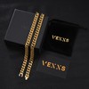 VEXXS Men's Curb Chain 10/12 mm, 18 Carat Gold-Plated Stainless
