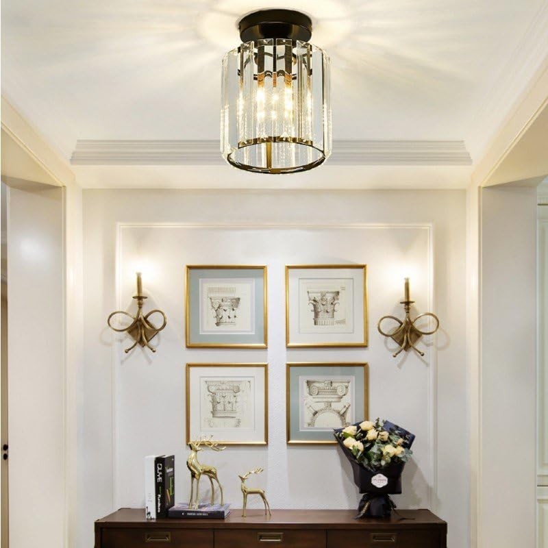 Vinilky Modern Crystal Chandelier Ceiling Light, Flush Lighting Fixture Ceiling