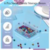 ISKYBOB 6 Packs Rectangle Small Clear Plastic Storage Containers Box