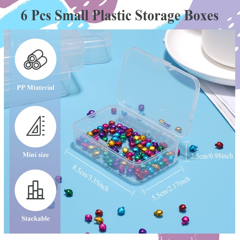 ISKYBOB 6 Packs Rectangle Small Clear Plastic Storage Containers Box