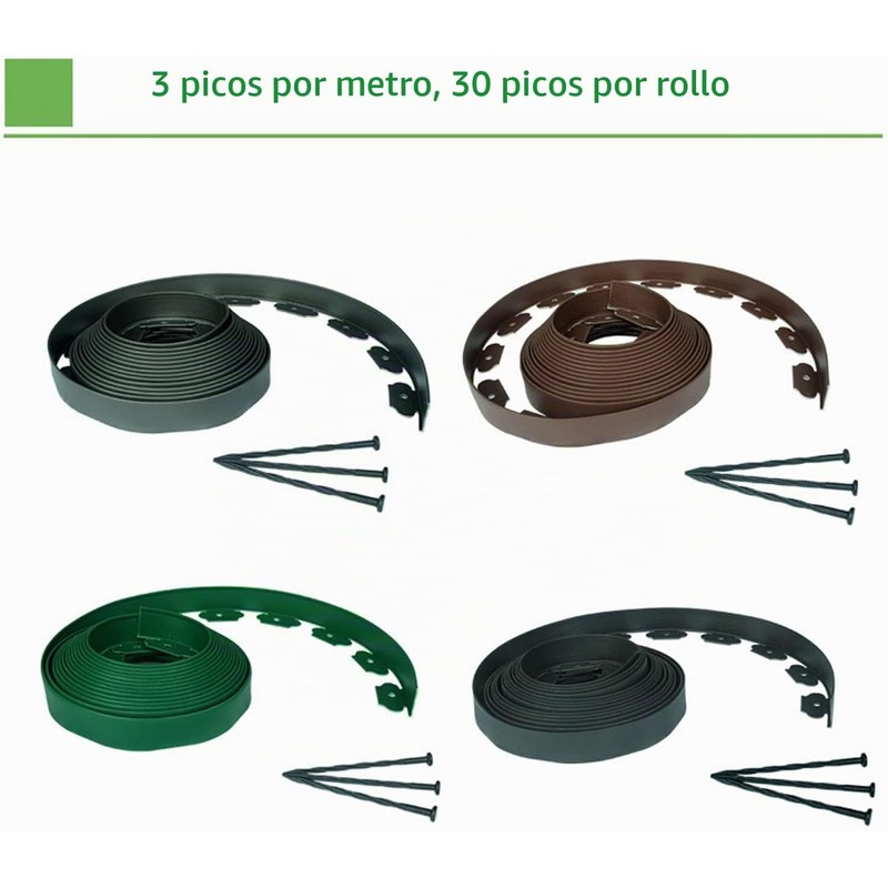 GOTOTOP Borde de Jardín de PE 5m con 15pcs Clavos