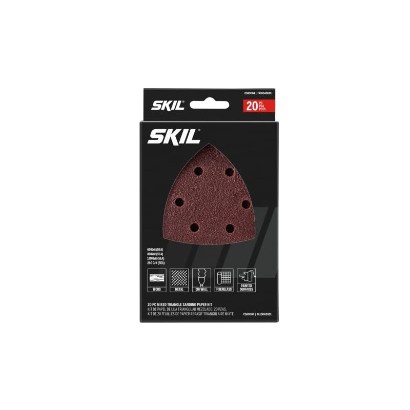 SKIL 20-Piece Mixed 60/80/120/240 Grits Mouse Detail Sanding Paper Kit