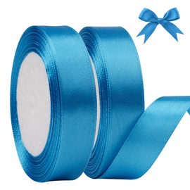 AWCIGG Satin Ribbon Blue, 44 m x 20 mm Gift Ribbon Decoration Ribbon Fabric Ribbon Ribbons for Gift Wrapping, Florists, Crafts, Sewing, Cars, Wedding, Christmas (22 m Roll)