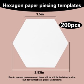 200 Count Paper Piecing Paper Paper Piecing Shapes Hexagon Paper Piecing Templates Quilting Templates for Use in Quilting, Sewing, and Craft Projects(1.5 Inch)