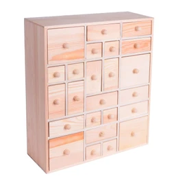 Gkesgm Wooden DIY Countdown to Advent Calendar with 24 Drawers,Craft Storage Desktop Organizer,Apothecary Cabinet or Unfinished Wood Kids Craft Idea,14in x 12in x 4.3in