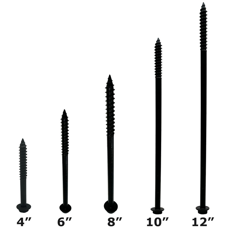(25) 3/8” X 4” Black Hex Head Lag Wood Screws,