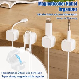 10 PCS Magnetic Cable Holder Charging Cable Magnetic Cable Organizer Storage Holder Magnetic Cable Organiser Magnetic Cable Clips for Charging Cable Home Office Car Wall,Use Practical Gift (White)