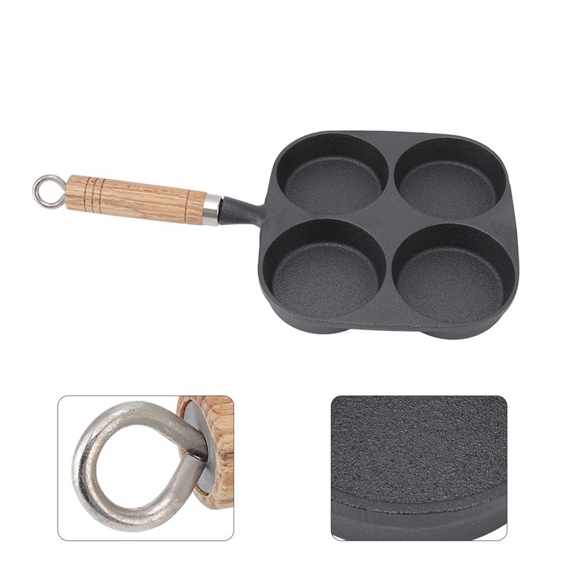 Iron 4 Cup Omelette Pan Non Stick Frying Egg Tool