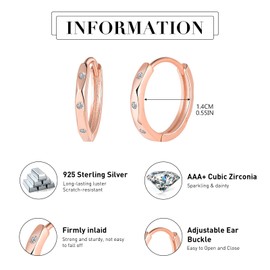 MICYUMI Women's Men's S925 Sterling Silver Earrings 14 mm Diameter Hoop Earrings Cubic Zirconia Hoop Earrings, Silver