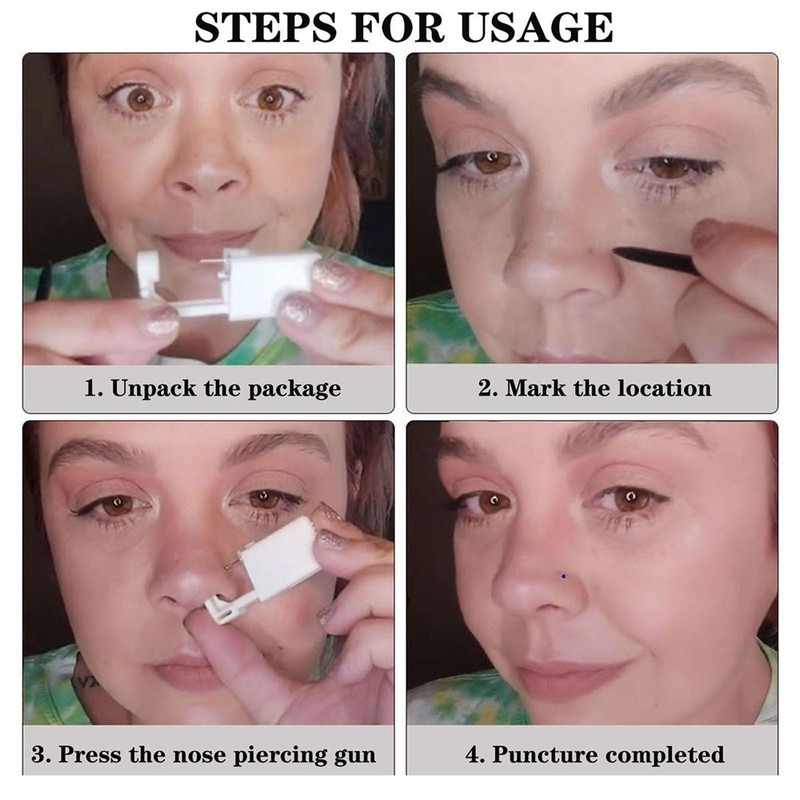 SLVIEKAE Self Nose Piercing Kit -Nose Piercing Kit Disposable Piercing