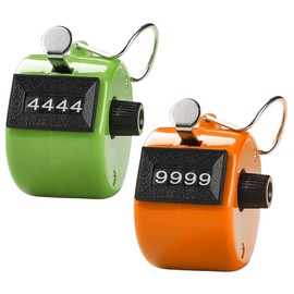 4-digit counter, hand counter, mesh counter, metal counter, clicker counter, hand counter clicker, row counter for person counters, coaching, knitting, people, golf, orange and green