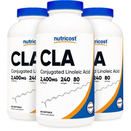 Nutricost CLA (Conjugated Linoleic Acid) 2,400mg, 240 Softgels - Gluten Free, Non-GMO, 800mg Per Softgel (3 Bottles)