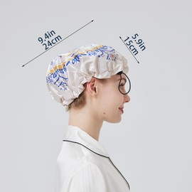 LONGDON HOMEONE Shower Caps for Women,6 PCS Adjustable Drawstring Elastic and Reusable Bath Caps,Double Waterproof Layers Hair Cap,Non-Sensitive Bathing Hat For Men. (Frame the cat)