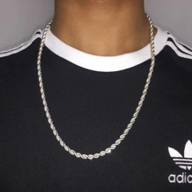 hand designed, pendant has more shine than pic 925 STERLING SILVER 3MM thick ROPE chain 26" necklace men women female man