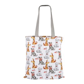 SPOTTED DOG GIFT COMPANY Canvas Tote Bag for Women, Reusable Shopping Bag, Thick Cotton Fabric Grocery Bag with Long Handles, Foldable with Dogs Design, Gifts for Dog Lovers Owners 38 x 42 cm