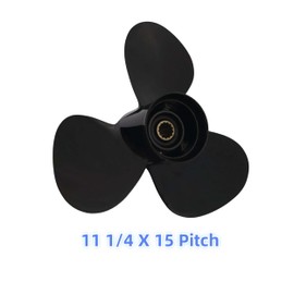 WINGOGO 58100-88L62-019 11 1/4 X 15 Inch 3 Blades 13 Spline Tooth RH Rotation Propeller for Suzuki 35-65 HP Aluminum Alloy 11.25 X 15 Boat Prop with Hub Kit