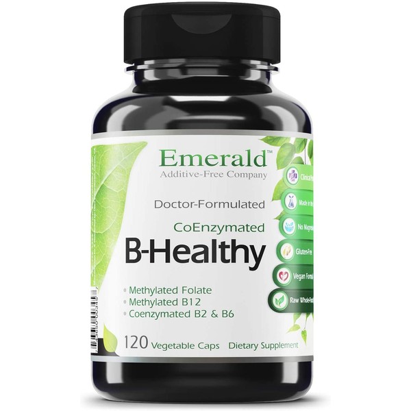 B Healthy - with L-5 Methyltetrahydrofolate (5-MTHF) Coenzymated Folic Acid - Helps Improve Energy, Lower Stress, Fatigue, & Healthy Immune System - Emerald Labs - 120 Vegetable Capsules