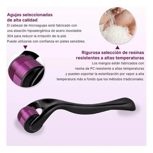 Dermaroller Facial Capilar Barba Regenera Colágeno 0.5-2 Mm