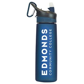 Edmonds Community College Tritan Plastic Frosted Sport Water Bottle, Design-1 - Navy
