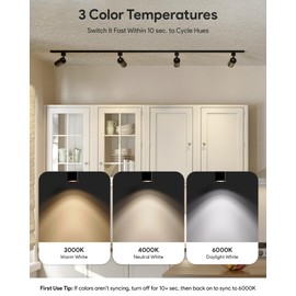 VONLUCE LED Track Light Heads Set of 12, H-Type Compatible Ceiling Spotlights, 10W 3-CCT Adjustable Fixtures for Closet, Hallway, or Living Room, Black