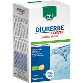 ESI - Diurerbe Forte, Integratore Alimentare a Base di Ginepro e Tè Verde, Favorisce la Diminuzione del Ristagno di Liquidi e Tossine nel Corpo, Senza Glutine e Vegano, Gusto Limone, 24 Pocket Drink