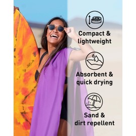 Fit-Flip Microfibre towel - compact, ultra lightweight & quick dry - perfect for gym, travel & beach - swimming towels for sports, camping & hiking (70x140cm purple + bag)