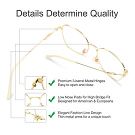 SaNgaiMEi Blue Light Filter Glasses for Women Men Computer Glasses Gaming Blue Light Blocking Glasses Super Light Reduction of Eye Strain, A Gold