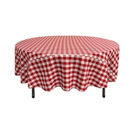 LA Linen Gingham Tablecloth - Checkered Tablecloth for Parties, Picnics & More - Farmhouse Tablecloth - Spring Tablecloth - Picnic Tablecloth - Cloth Tablecloths for Round Tables - 90" Red