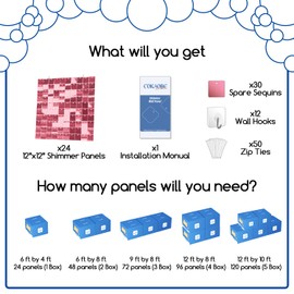 COKAOBE Pink Shimmer Wall Backdrop, 24PCS Square Sequin Shimmer Backdrop Panel, Photo Backdrops for Birthday, Anniversary, Wedding, Graduation & Bachelorette Party Decoration