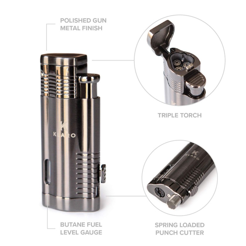CASE ELEGANCE Klaro Cigar Accessory Kit Polished Gunmetal Finish Cutter