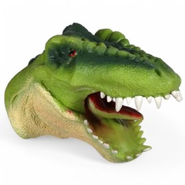 MIJOMA Soft Plastic Hand Puppet Approx. 15 cm - Realistic Animal Designs for Kids - Role Play, Theatre & Fun Toy - Interactive & Flexible (T-Rex Green)