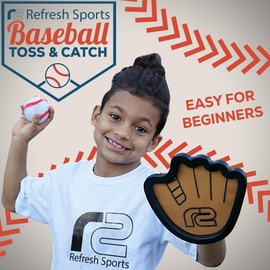 Toss and Catch Ball Set: Beginner Baseball Training Glove Toy Paddle - Sticky Balls Catch Game - All Ages Year Old Boy Birthday Gifts for Boys & Girls - Catching Baseball Games - Outdoor Toys for Kids