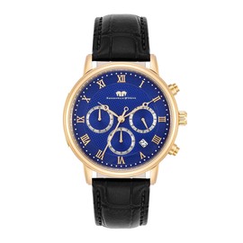 Rhodenwald & Söhne 10010347 Men's Watch Analogue Japan Quartz Movement with Genuine Leather Black Strap, Without motif