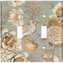 Metal Light Switch Plate Cover Antique Chic Floral Bird Art PNT036