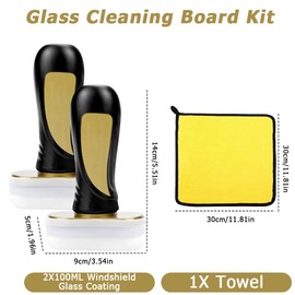SEILETOO 2PCS Upgrade Glass Cleaning Board with Towel for Car Wash, 2024 New Glass Coating for Windshield, Automotive Oil Film Cleaning Brush, Improves Clarity and Visibility for Windshield