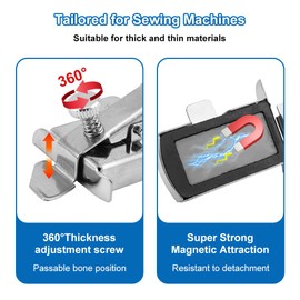 Pack of 3 Magnetic Seam Guide Magnetic Seam Guide Multifunctional, Anti-Curl Magnetic Seam Guide for Sewing Machine, Magnetic Seam Guide Sewing Machine Accessories, Strong Magnetic Sewing Edge Holder