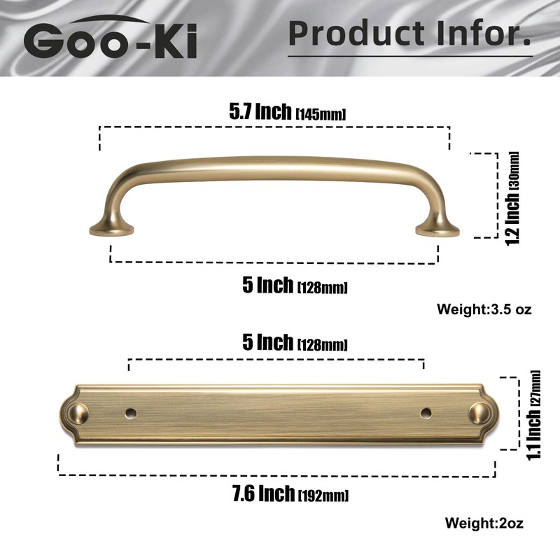 Goo-Ki 5.04" c-c Cabinet Handles Champagne Bronze Drawer Pulls with