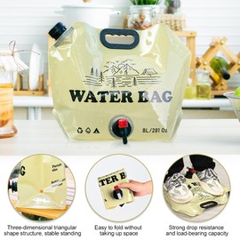 mizikuu Pack of 4 8 L Foldable Water Canister, Drinking Water Canister with Tight Lid and Tap, Flexible Water Canister, Reusable, BPA-Free Water Bag for Outdoors, Camping, Hiking, Picnics