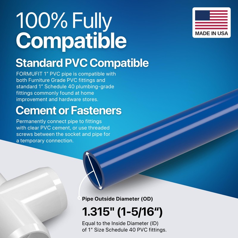 FORMUFIT PVC Pipe, 1" Size, (1.315" Actual OD) Sch 40