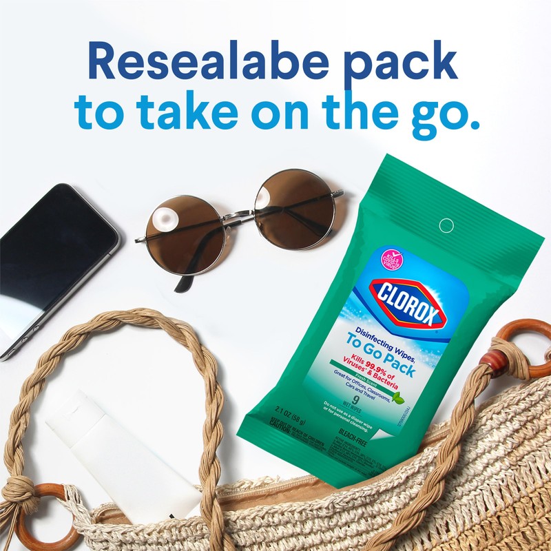 Clorox Disinfecting Wipes To Go Pack, Bleach Free, Fresh Scent,