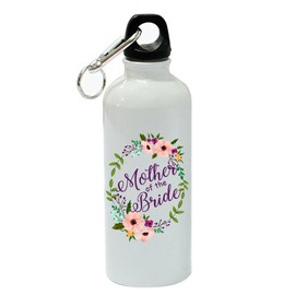 Mother of The Bride Floral Wreath White Aluminum Sports 20 oz Water Bottle