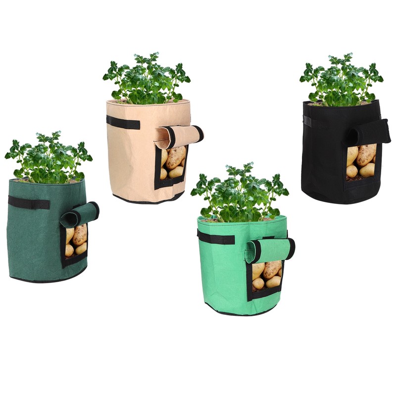 4Pcs Plant Growth Bag Felt Vegetables Flowers Growing Nursery Container