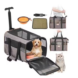 Vevor Cat Dog Carrier with Wheels Airline Approved, 22 Lbs