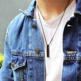 Clepsidra® Collar hombre con pendulo clasico o infinito. Accesorios para hombre de acero inoxidable. Joyeria y accesorios. Collar con diseño elegante. Cadena hombre uso diario. Joyeria hombre. Necklace men. Jewerly (Ajustable, Clasico, Negro)