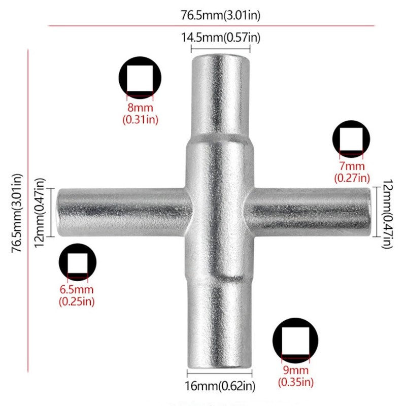 2Pcs 4 Way Sillcock Key Wrench Set, Multi-Functional Utilities Water