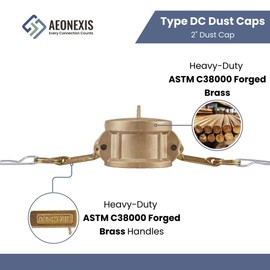 AEONEXIS 2" Camlock Fittings Type DC - Heavy-Duty Forged Brass ASTM C38000, Cam Lock Corrosion-Resistant Dust Cap for Water/Oil Flow Systems