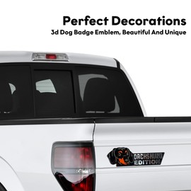 Dog Edition Car Badges, 3D Dog Car Badge Laser Cutting Car Emblem, Metal Car Exterior Emblems Badge,Cute Dogs Badge Rated Car Decals Bumper Stickers Decoration (Dachshund)