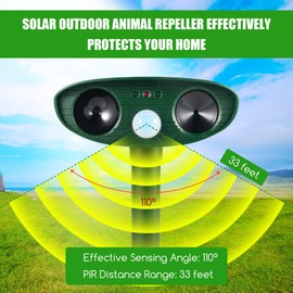 4 Pack Upgraded Solar Animal Repeller,Cat Repellent Outdoor,Squirrel Deer Repellent Deterrent with Motion Sensor Ultrasonic Control for Dog Raccoon Rabbit Mouse,Waterproof Skunk Repellent for Yard