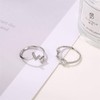 Bungsa® Letter Ring, Silver with Crystals, Bendable Finger Ring /
